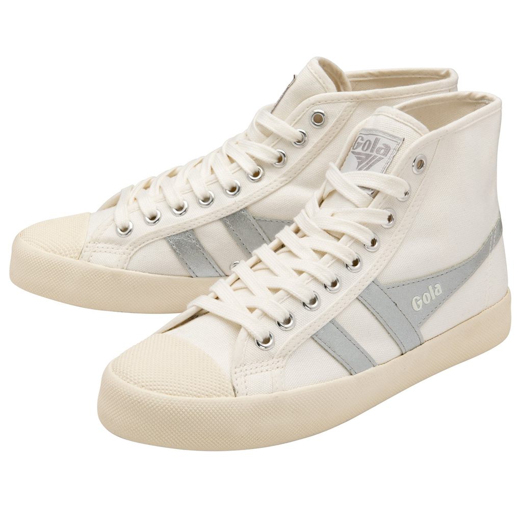 Gola Vegan Classics Coaster Flame High Sneakers Wit Zilver Nederland | 456-KWQAFD