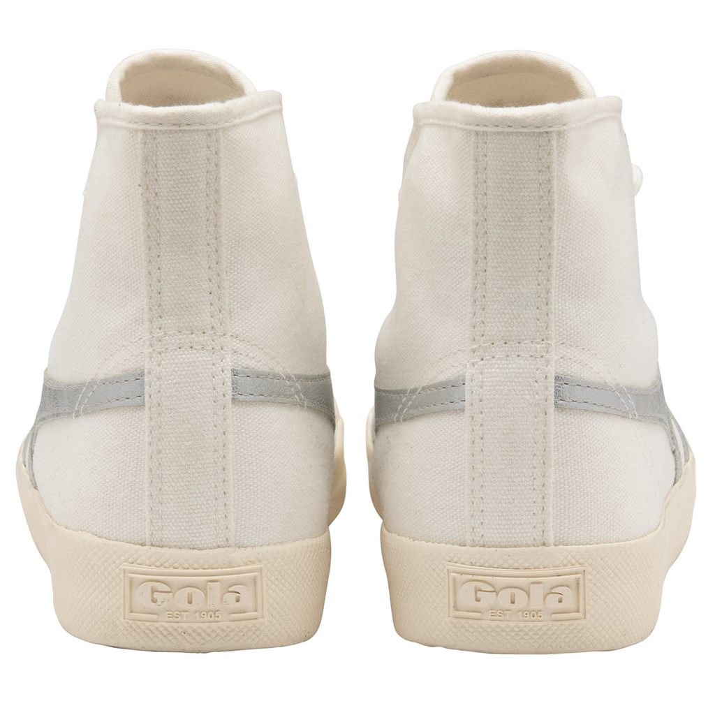 Gola Vegan Classics Coaster Flame High Sneakers Wit Zilver Nederland | 456-KWQAFD