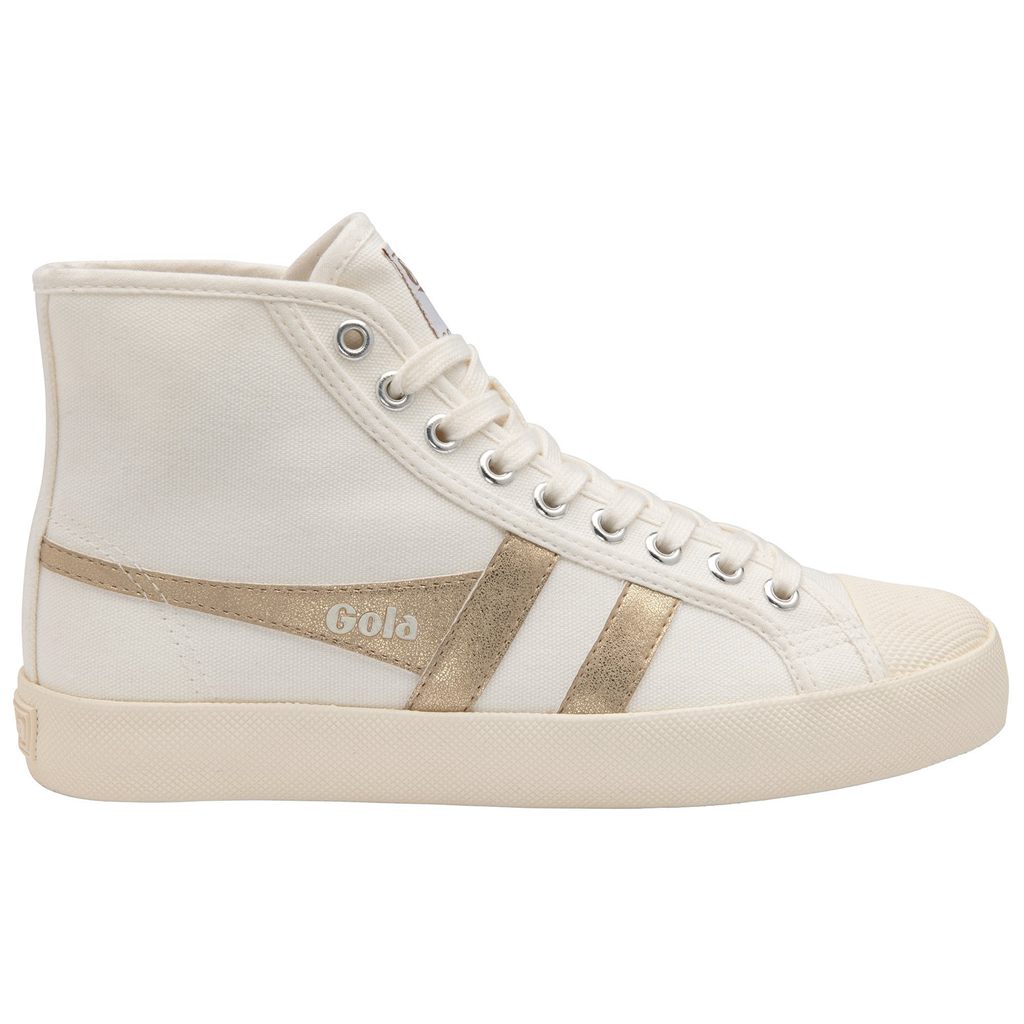 Gola Vegan Classics Coaster Flame High Sneakers Wit Goud Nederland | 610-TQGILU