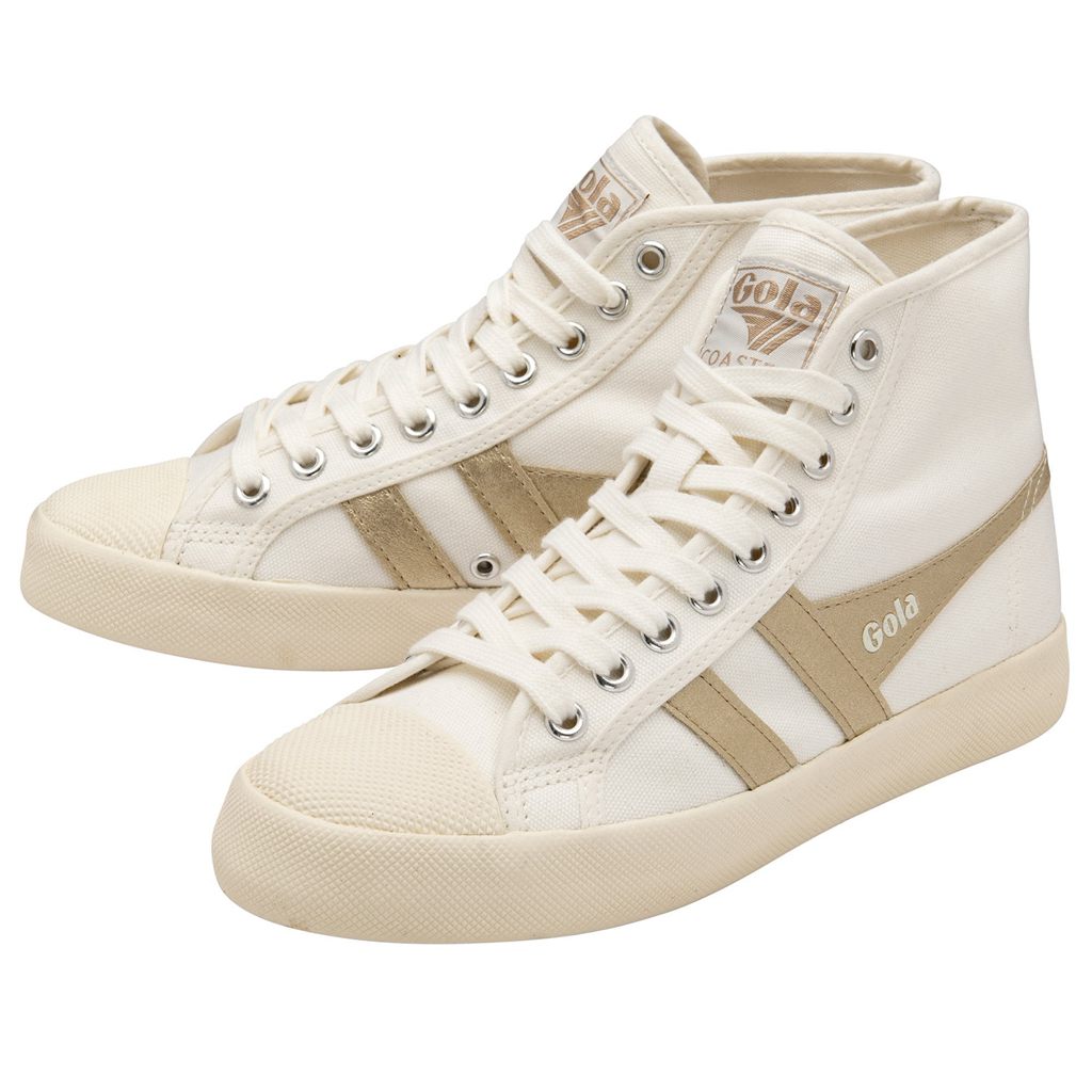 Gola Vegan Classics Coaster Flame High Sneakers Wit Goud Nederland | 610-TQGILU