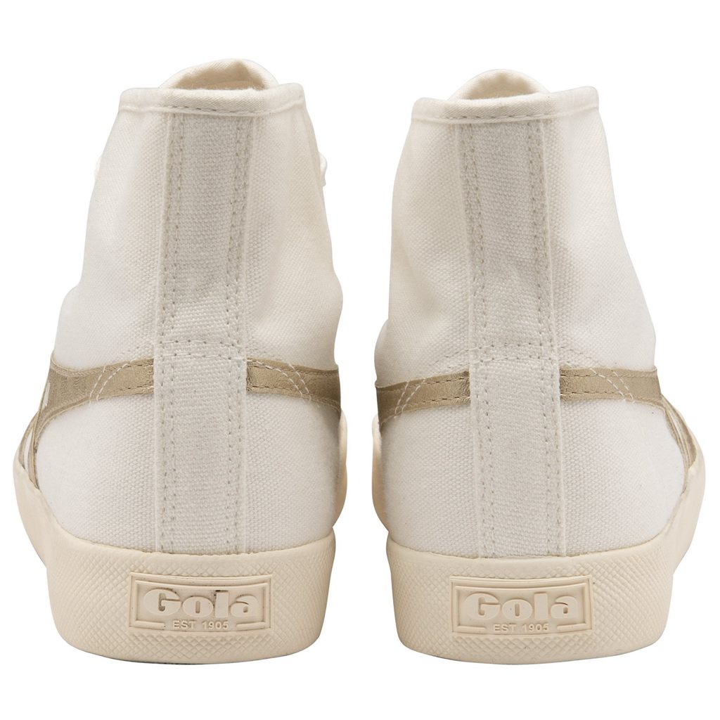 Gola Vegan Classics Coaster Flame High Sneakers Wit Goud Nederland | 610-TQGILU
