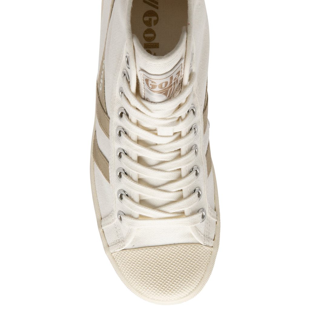 Gola Vegan Classics Coaster Flame High Sneakers Wit Goud Nederland | 610-TQGILU