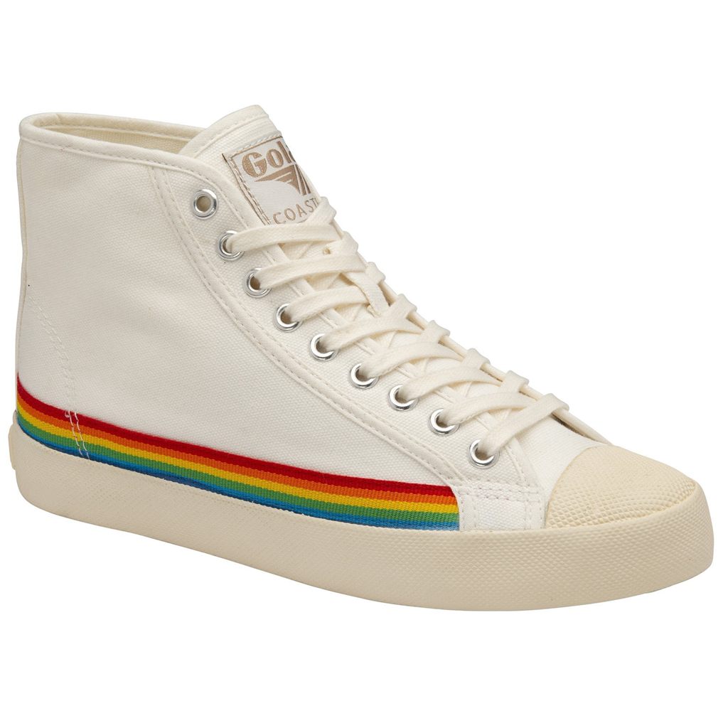 Gola Vegan Classics Coaster High Rainbow Drop Shoes Wit Nederland | 175-HTOSXP