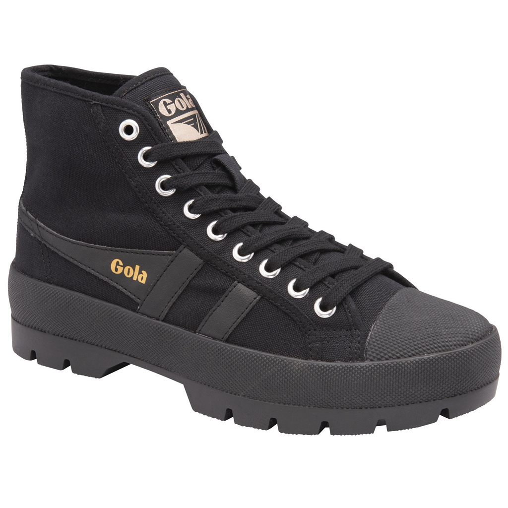 Gola Vegan Classics Coaster Peak High Sneakers Zwart Zwart Zwart Nederland | 187-KOWLCN