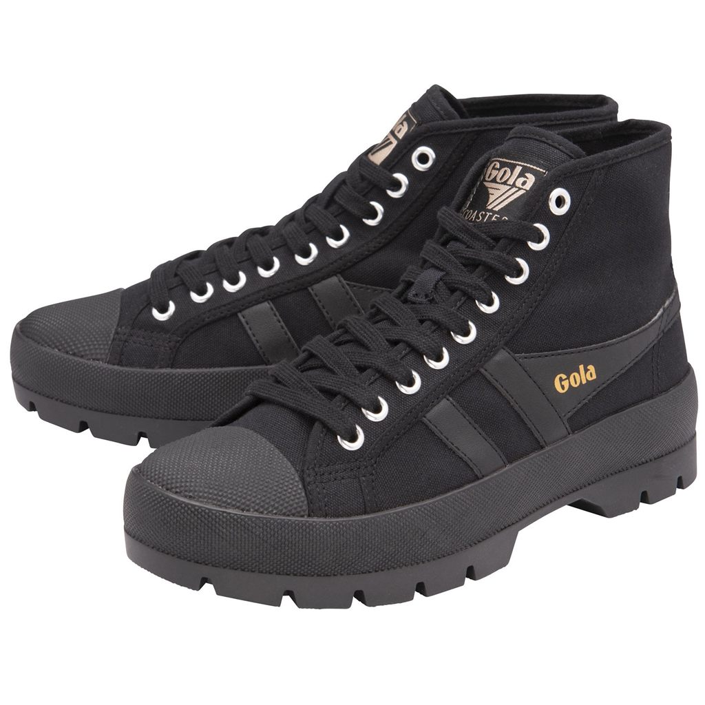 Gola Vegan Classics Coaster Peak High Sneakers Zwart Zwart Zwart Nederland | 187-KOWLCN
