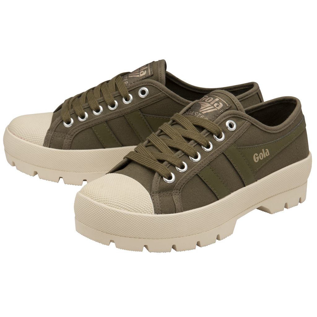 Gola Vegan Classics Coaster Peak Sneakers Khaki Khaki Wit Nederland | 137-DWKEFS