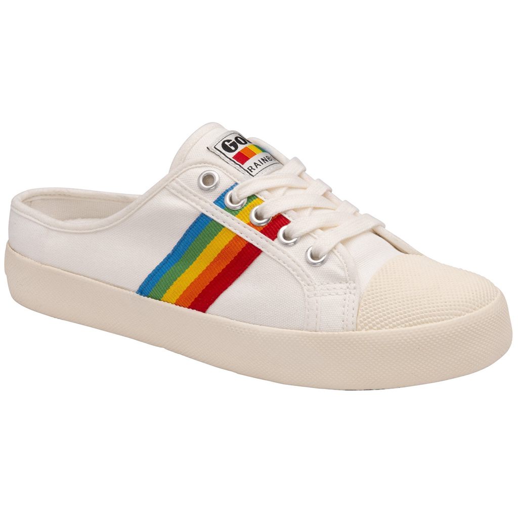 Gola Vegan Classics Coaster Rainbow Mule Plimsolls Shoes Wit Nederland | 980-CUOLEW