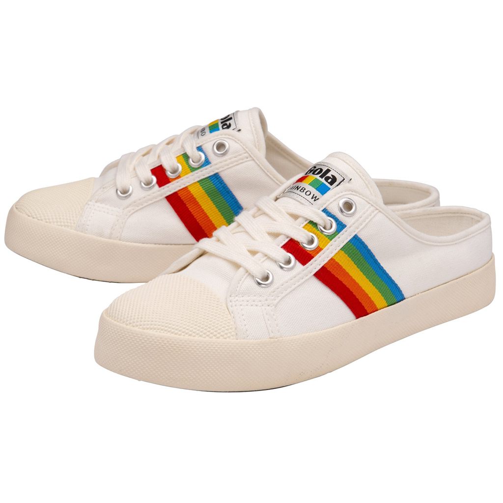 Gola Vegan Classics Coaster Rainbow Mule Plimsolls Shoes Wit Nederland | 980-CUOLEW