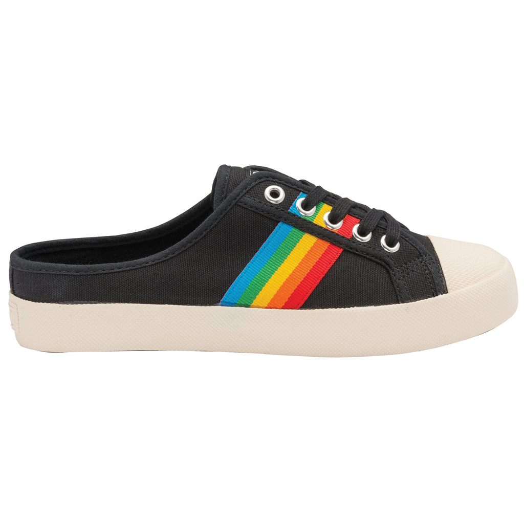 Gola Vegan Classics Coaster Rainbow Mule Plimsolls Shoes Zwart Nederland | 827-WORULH