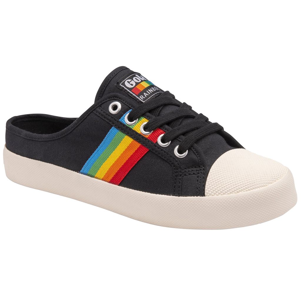 Gola Vegan Classics Coaster Rainbow Mule Plimsolls Shoes Zwart Nederland | 827-WORULH