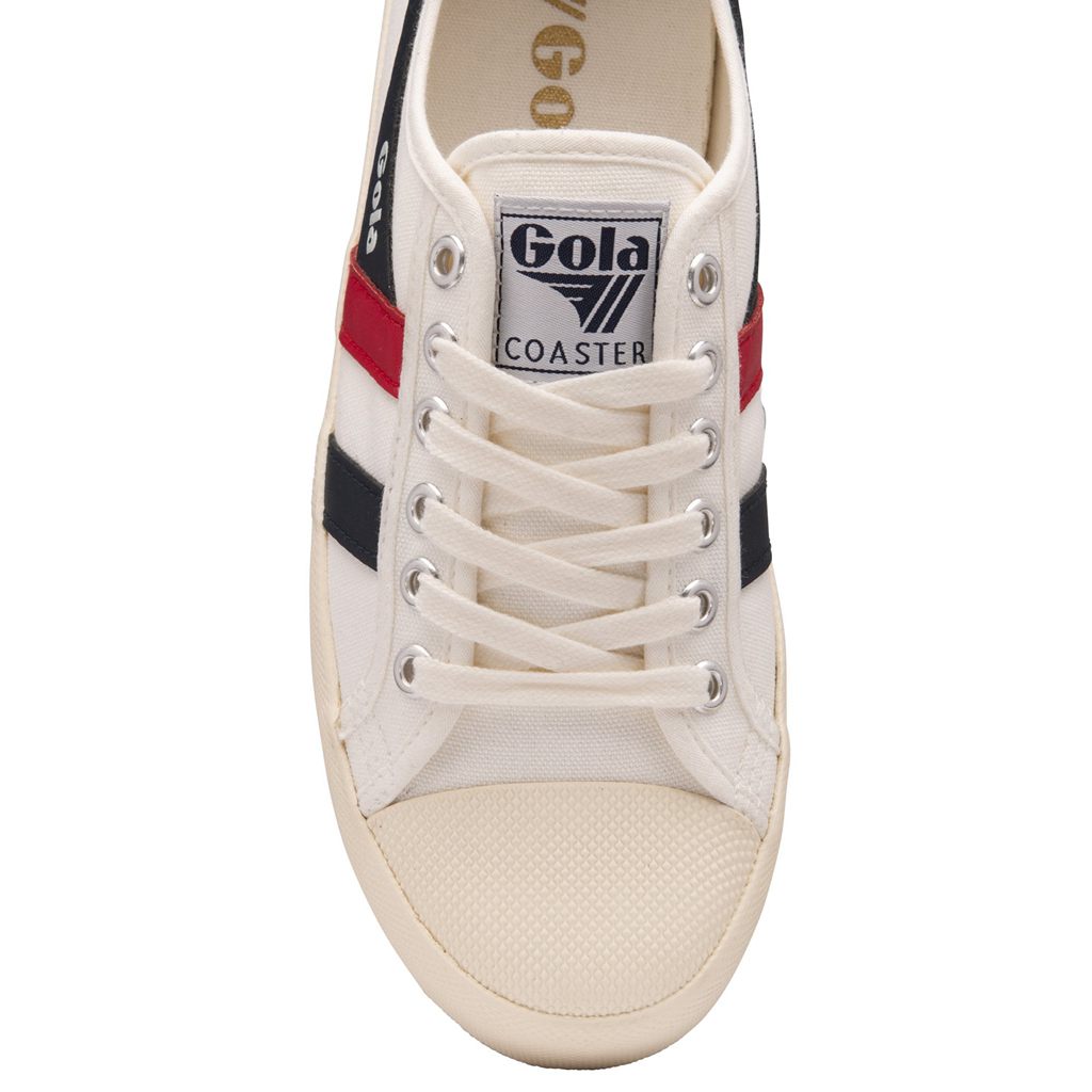 Gola Vegan Classics Coaster Shoes Wit Donkerblauw Rood Nederland | 132-VZLPRX