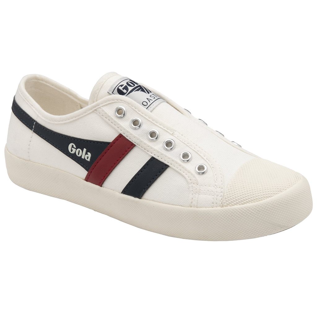 Gola Vegan Classics Coaster Slip Shoes Wit Donkerblauw Rood Nederland | 841-BTPSKL