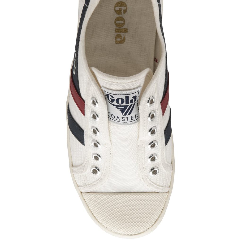 Gola Vegan Classics Coaster Slip Shoes Wit Donkerblauw Rood Nederland | 841-BTPSKL
