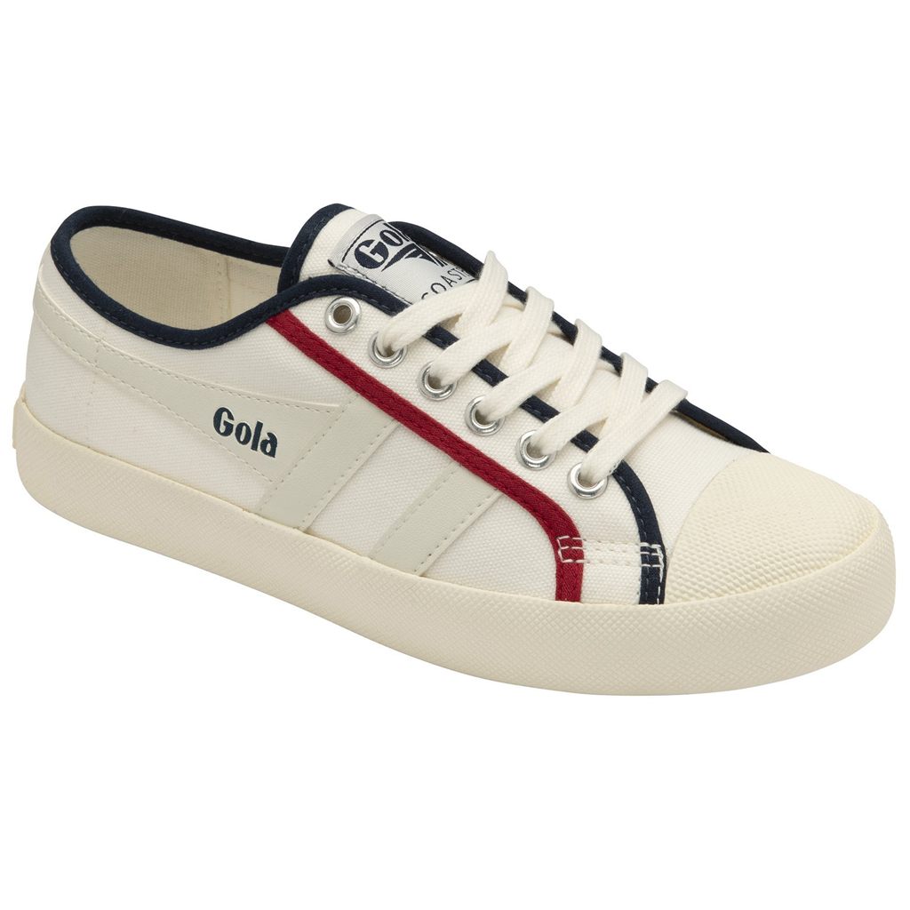 Gola Vegan Classics Coaster Smash Shoes Wit Donkerblauw Dieprood Nederland | 029-QCJXVZ