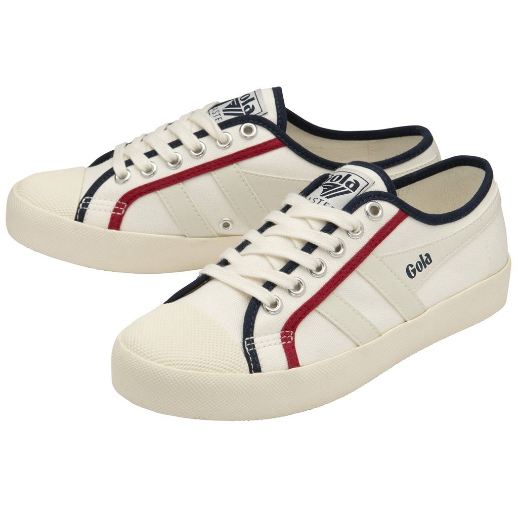 Gola Vegan Classics Coaster Smash Shoes Wit Donkerblauw Dieprood Nederland | 029-QCJXVZ