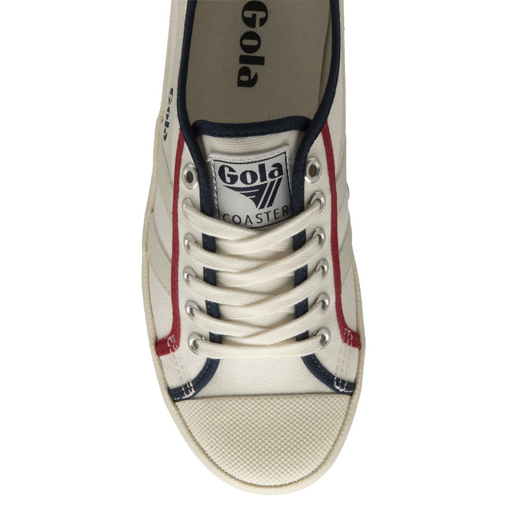 Gola Vegan Classics Coaster Smash Shoes Wit Donkerblauw Dieprood Nederland | 029-QCJXVZ